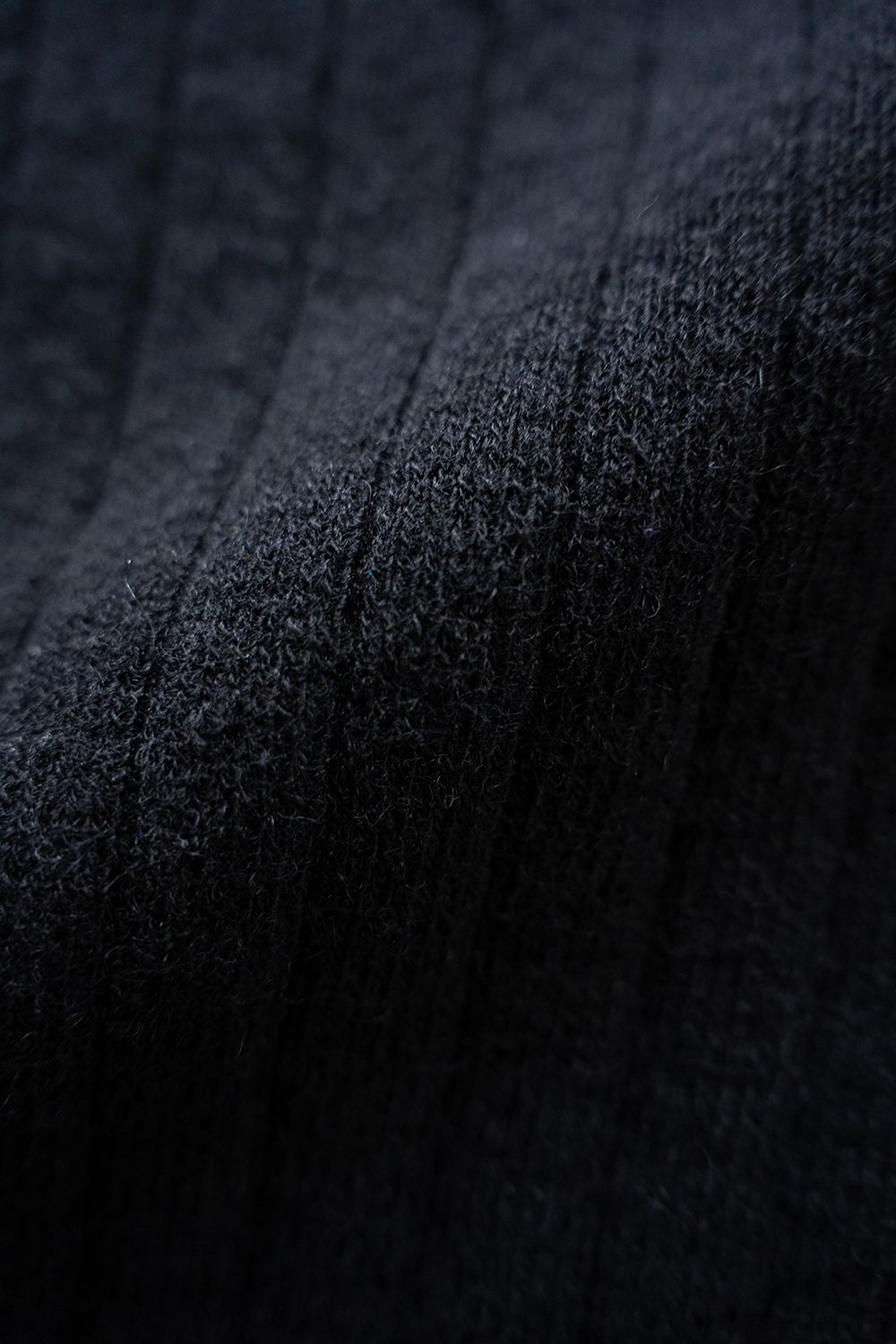 Hard twisted Shetlandwool RIB saddle shoulder crew neck sweater(NAVY)