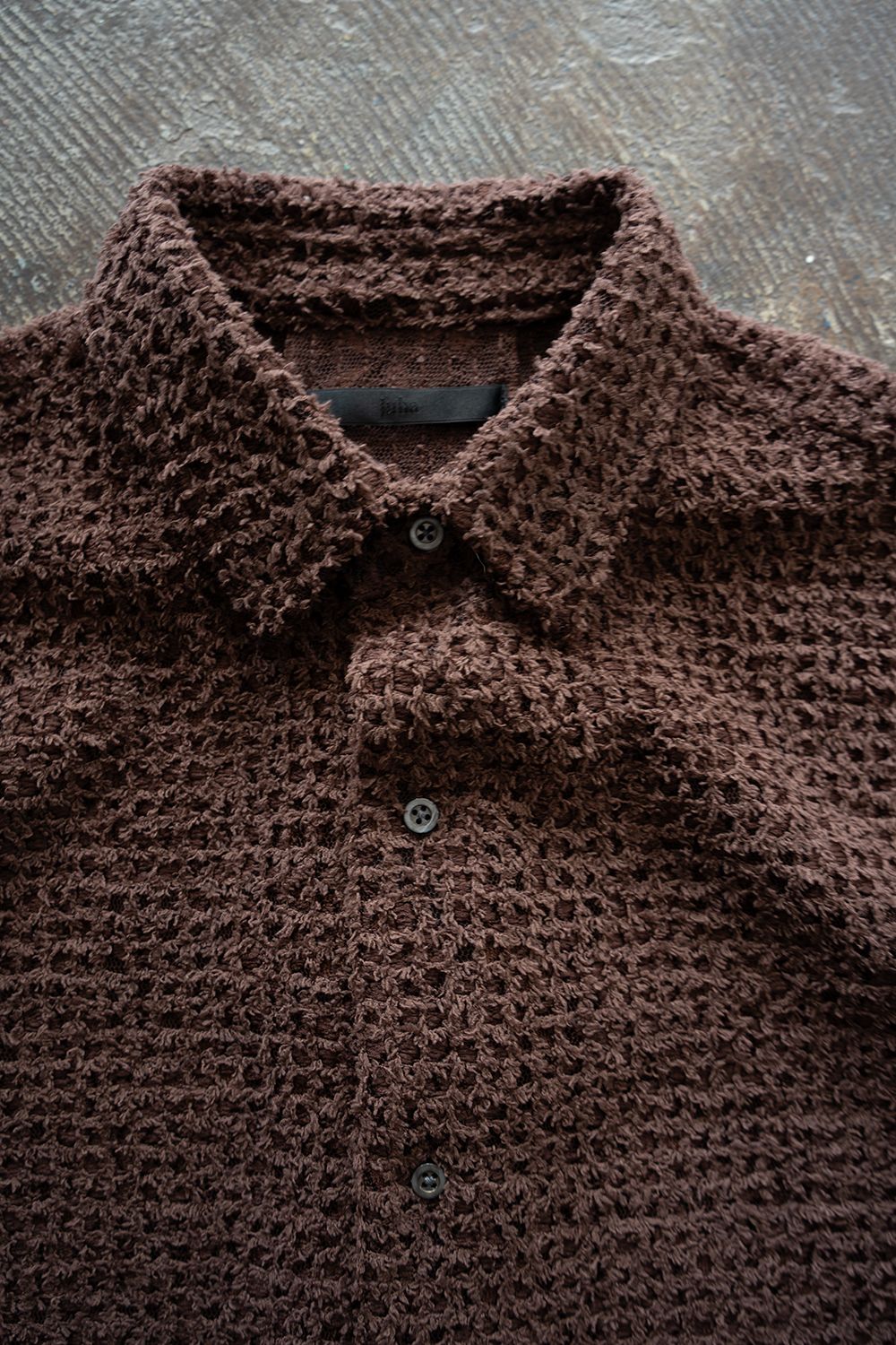 【ラスト1点】【26SS】Feather Lace S/S Shirt/フェザーレースショートスリーブシャツ(BROWN)