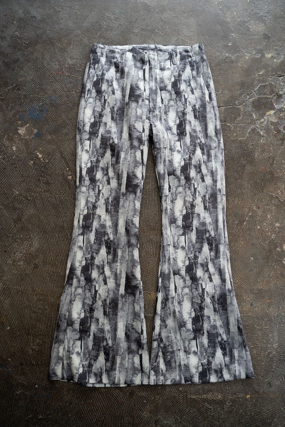 【ラスト1点】【24SS】Abstract Print Flare Pants/アブストラクトプリントフレアパンツ(GRAY)