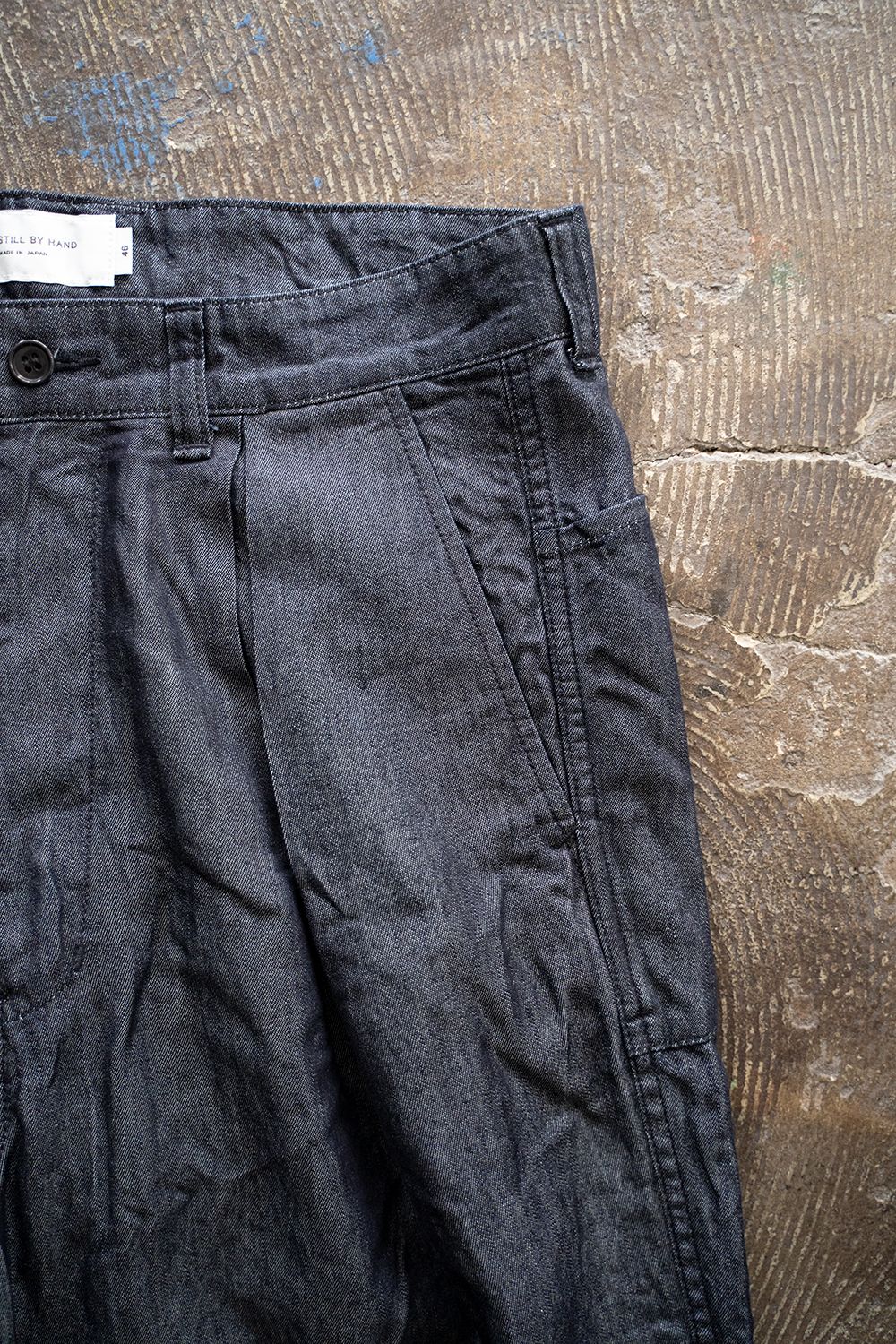 【ラスト1点】【22SS】シルク混インボックスタックデニム(NAVY)