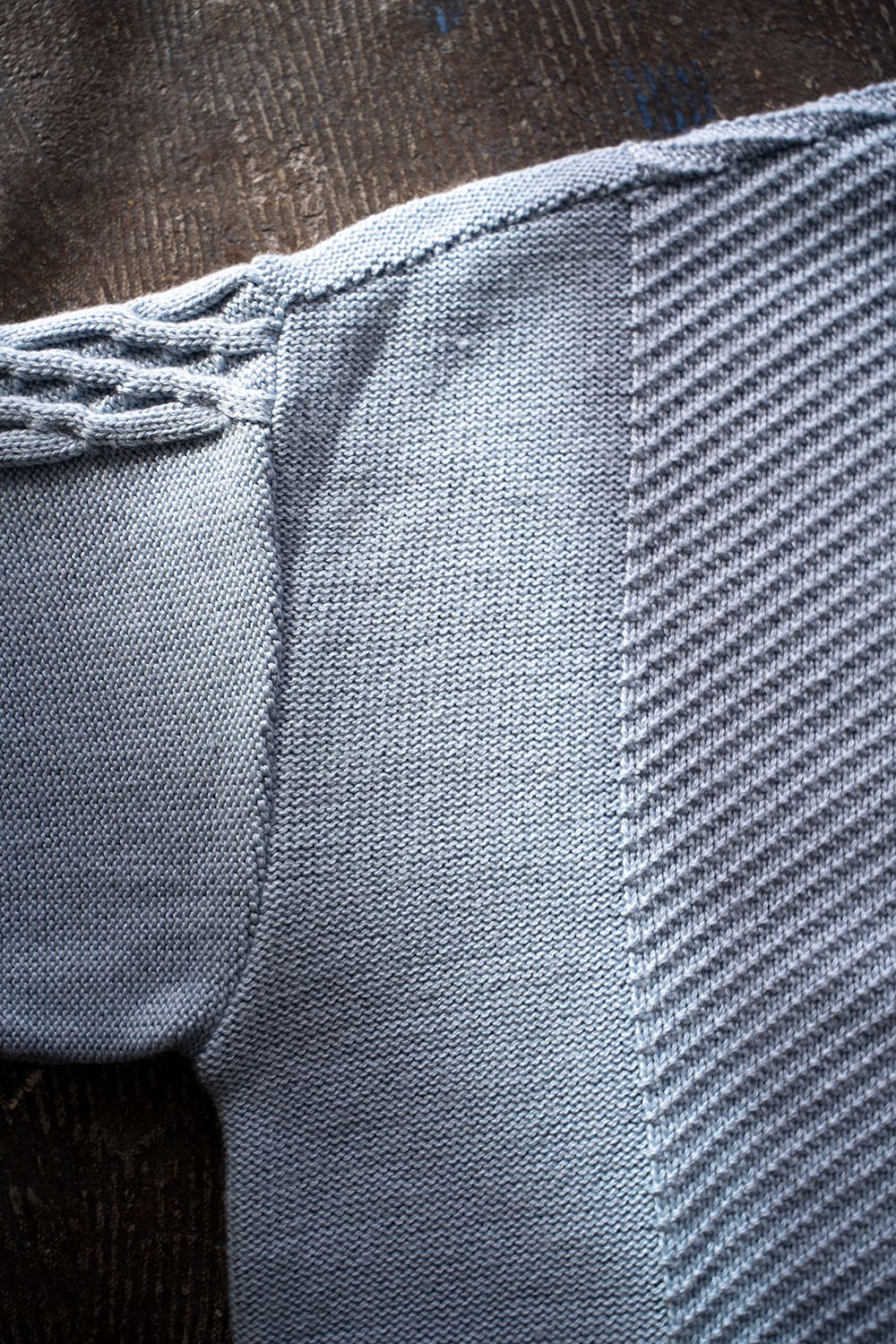 【ラスト1点】Switching Mohair Turtle Knit/モヘア切り替えタートルニット(SAX)