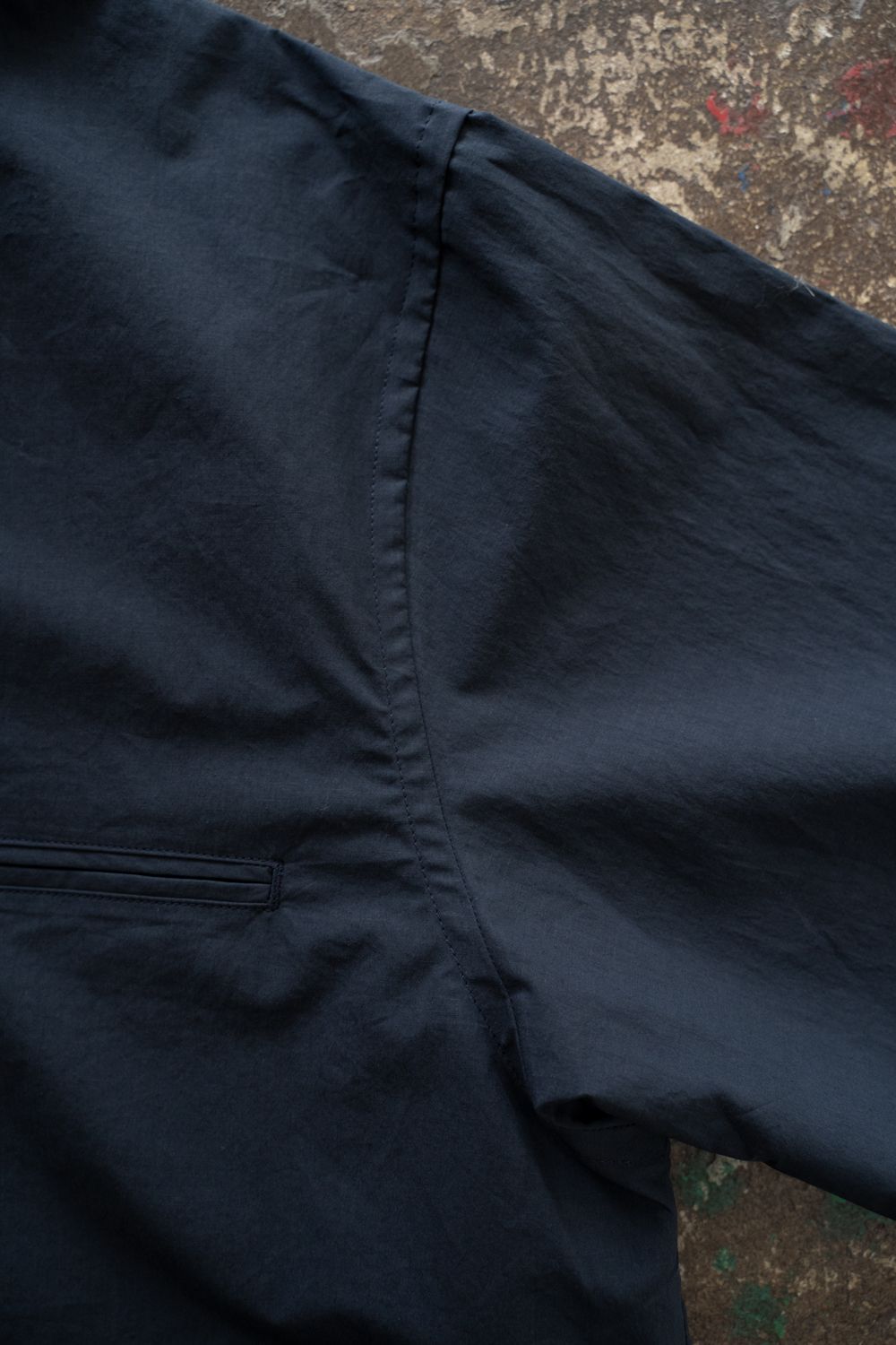 【26SS】極小襟コットン×リネンタイプライターシャツ(NAVY)