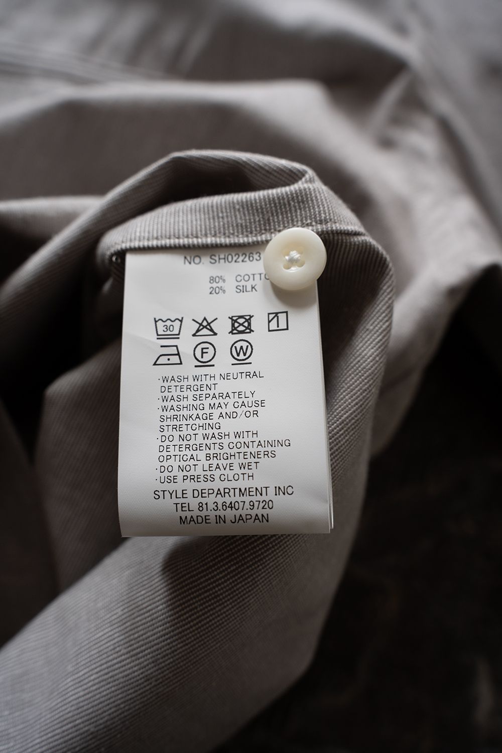 【26AW】コットン×シルクバンドカラーシャツ(GREY)