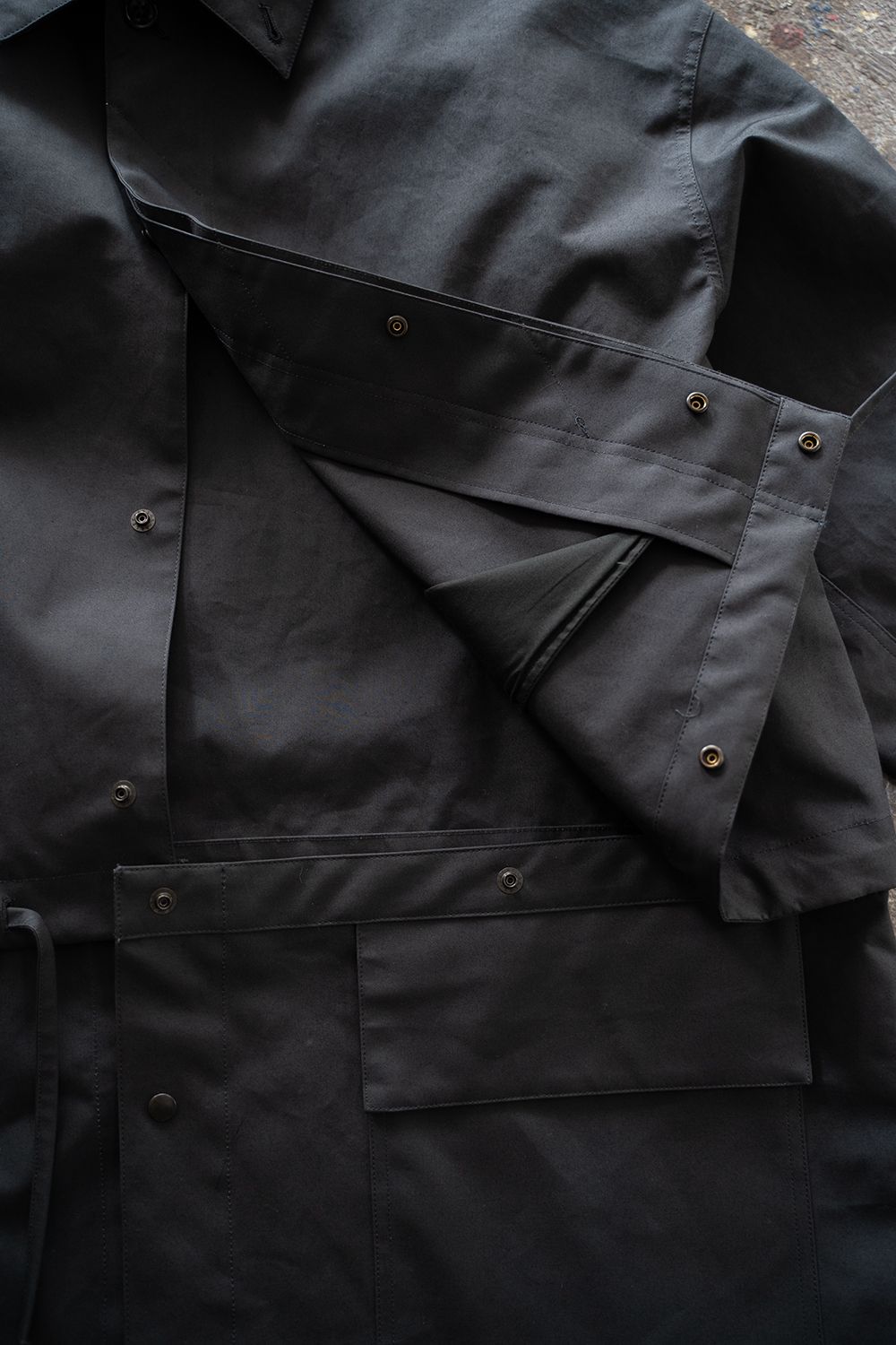 【25AW】Cotton Typewriter 2WAY Coat/コットンタイプライター2WAYコート(BLACK NAVY)