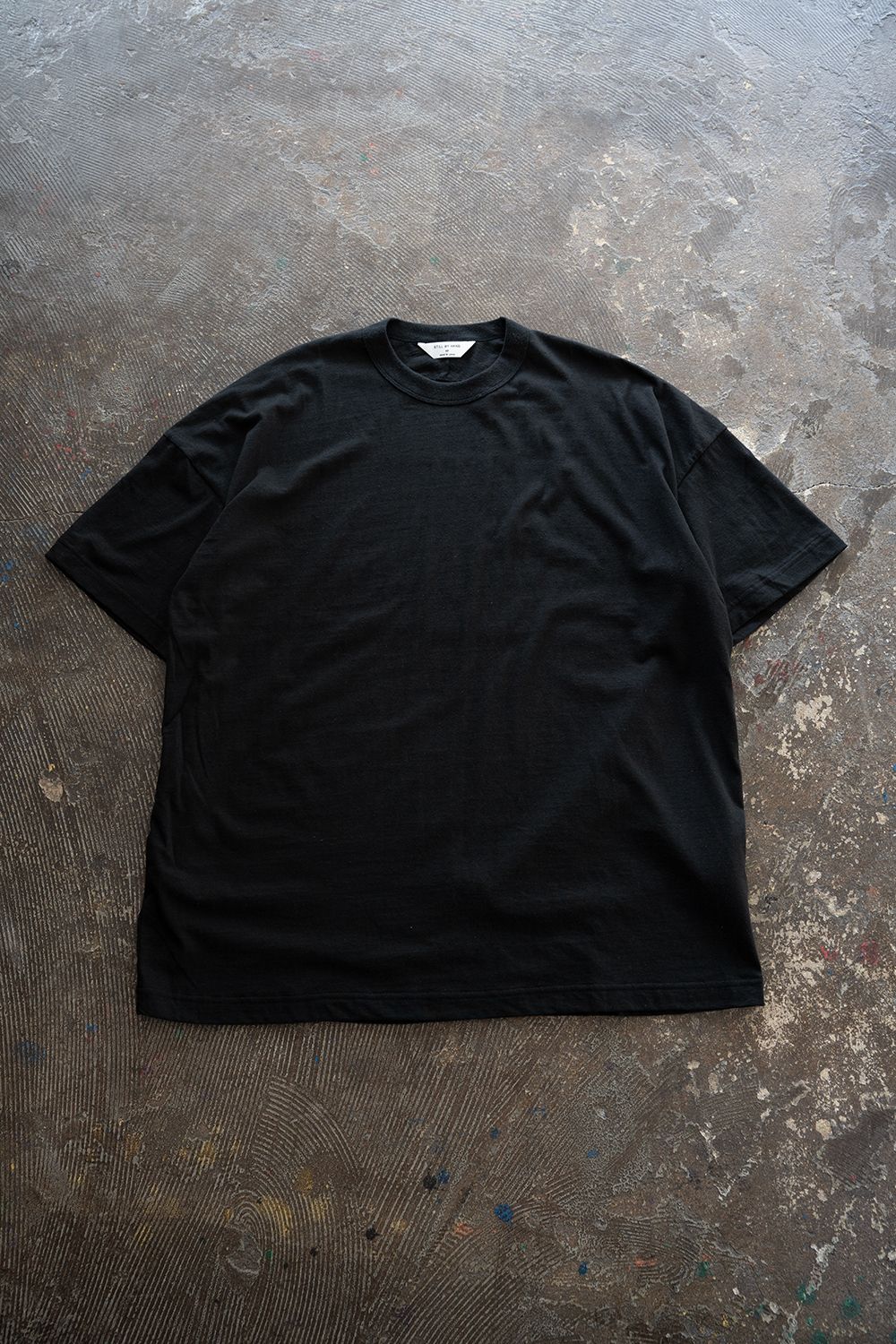 【26SS】シルクネップスプリットヨークTシャツ(INK BLACK)