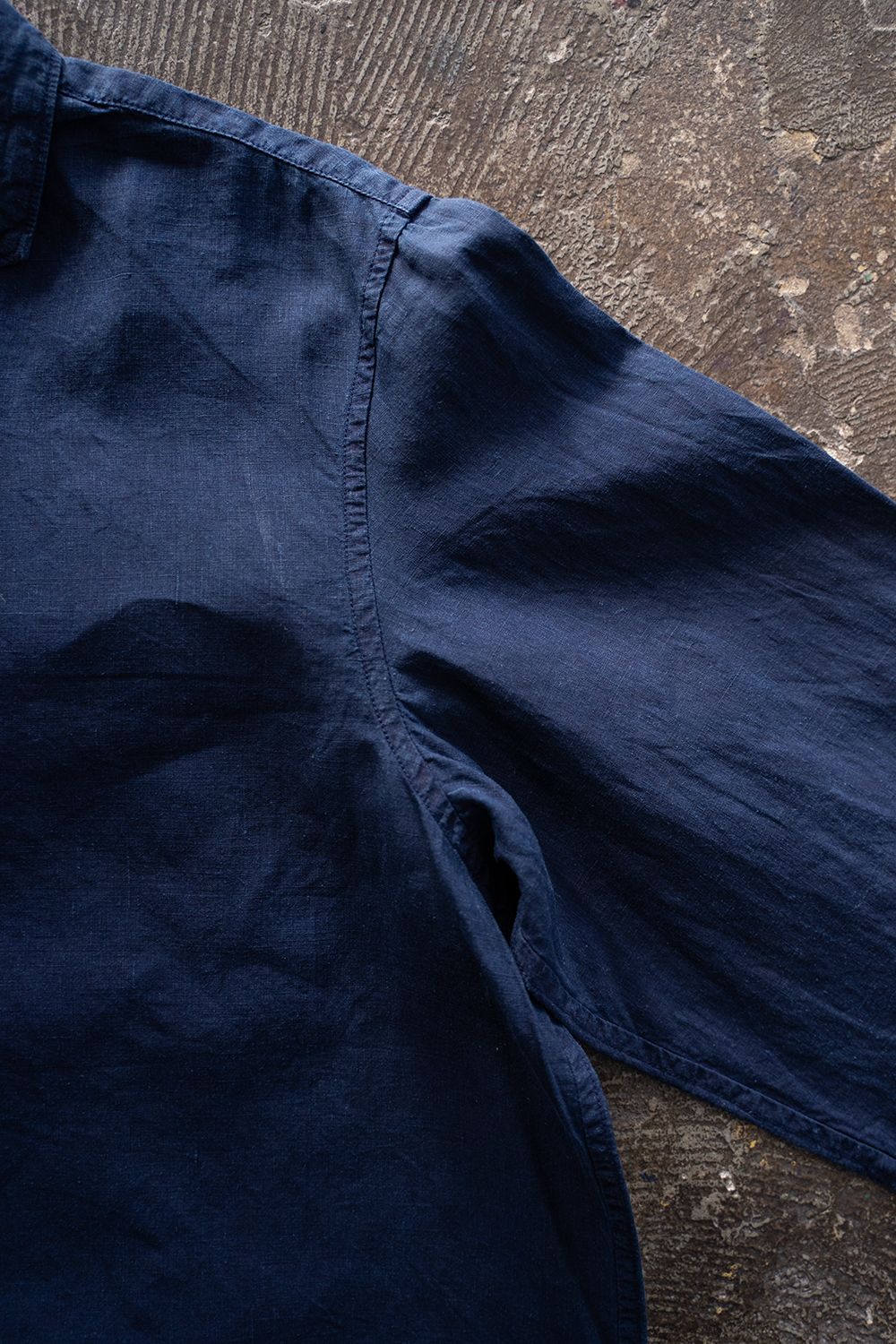 【ラスト1点】大麻開襟シャツ 高密度(藍(濃))