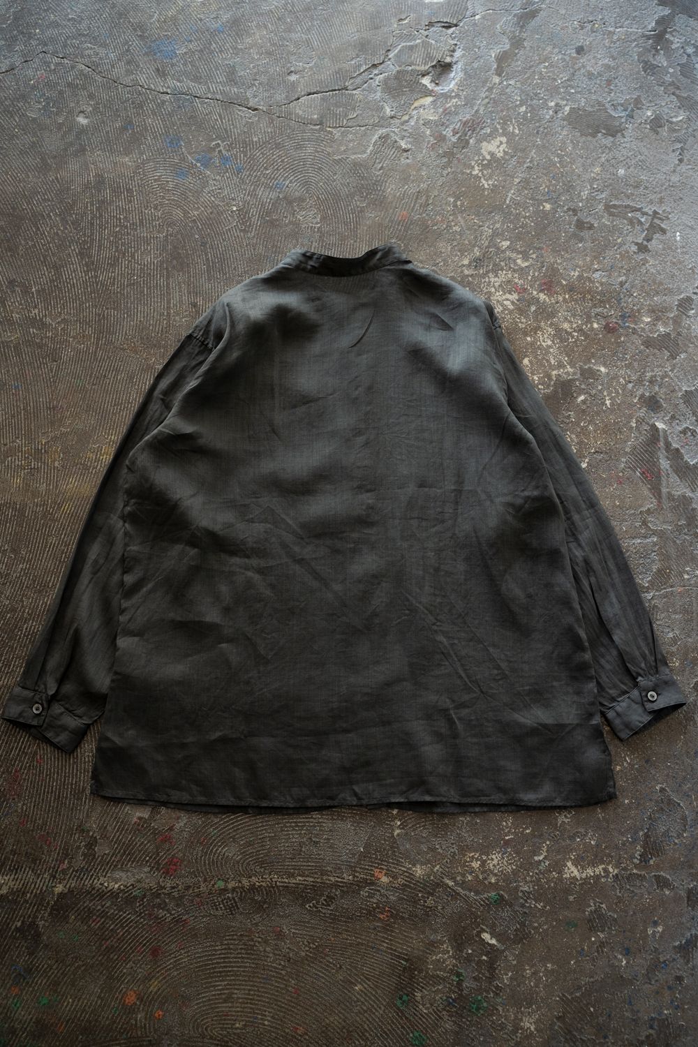 ラミーシルクシャツ(柿渋×墨)