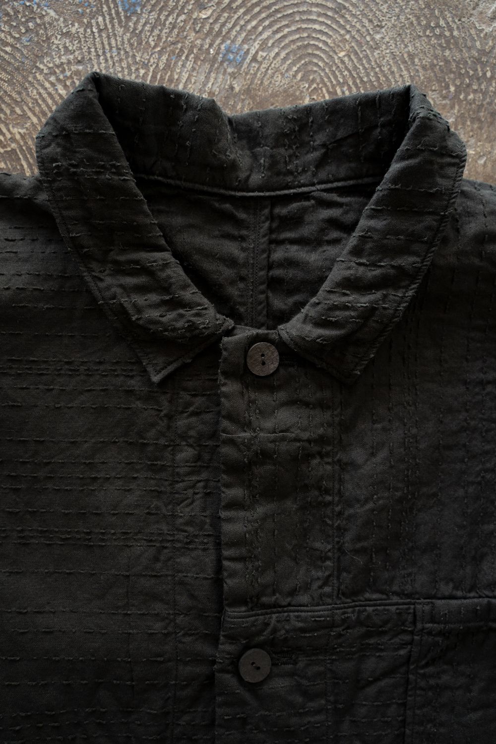 薄手刺し子織ジャケット(黒)