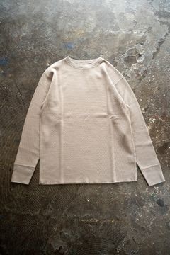【ラスト1点】スビンコットンワッフル(ハニカムメッシュ)ロンT(MEDIUM BEIGE)