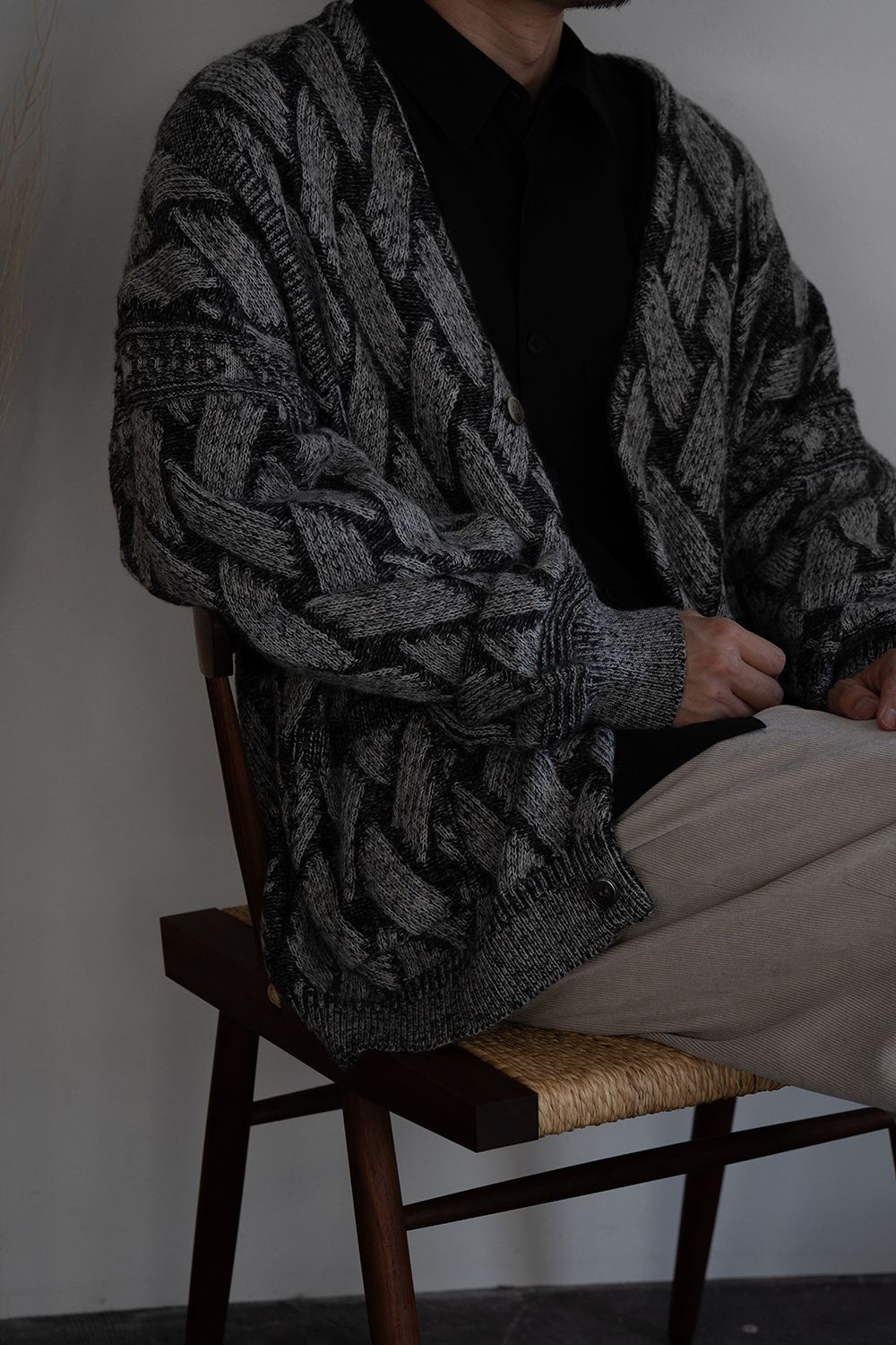 【26AW】Ochiba Mohair Cardigan(MIX GRAY)