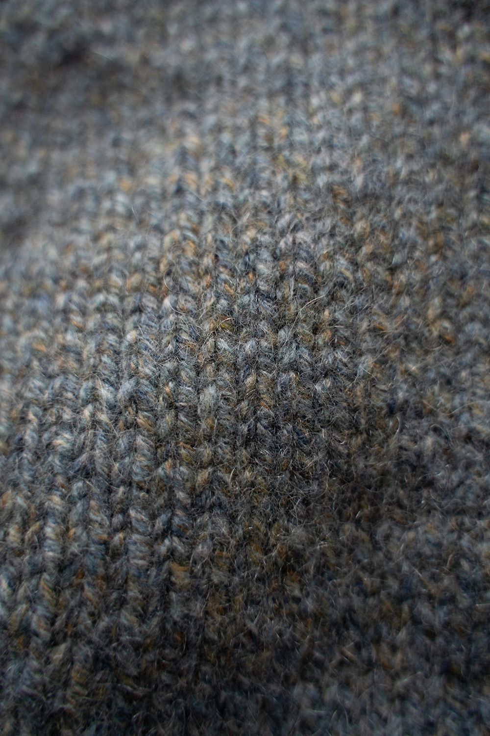 【ラスト1点】yak/lambs multi ply HAND KNITTING yoke top turtle neck sweater(FADE BLUE)