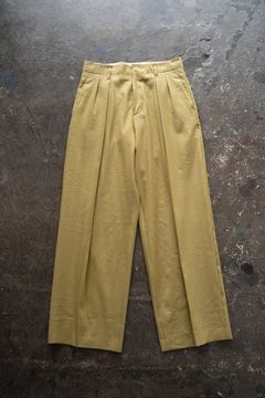 【ラスト1点】【23SS】LI/C Herringbone Double Tuck Pants/綿麻ヘリンボーンダブルタックパンツ(YELLOW)