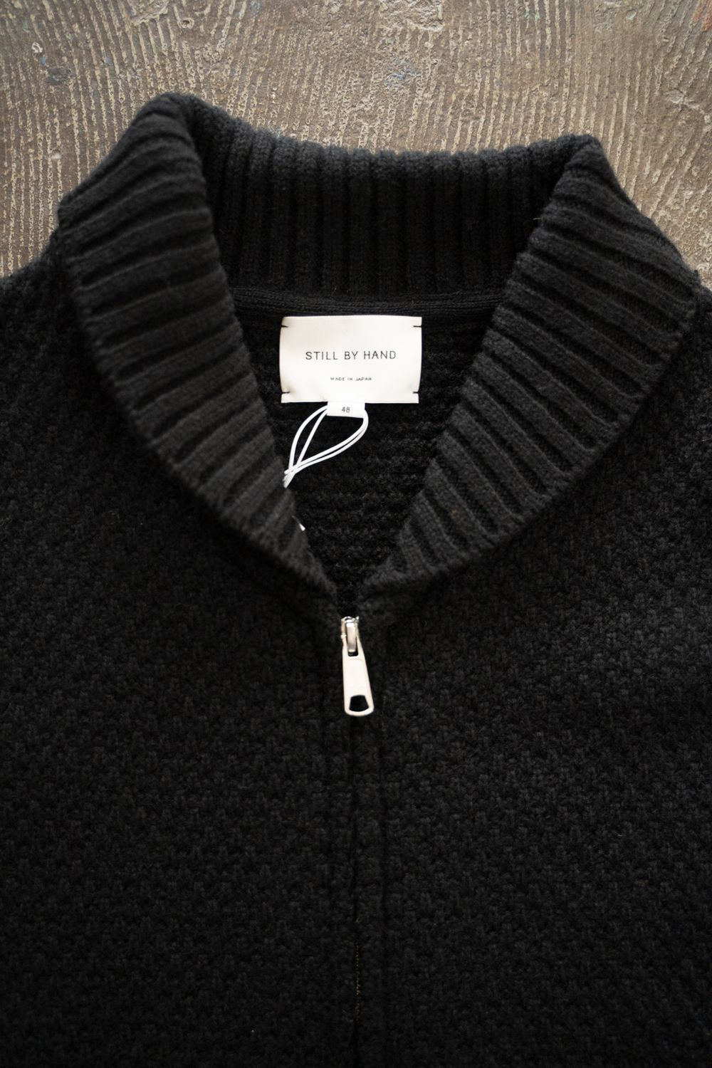 【ラスト1点】【25AW】英国羊毛5Gニットジップブルゾン(BLACK)