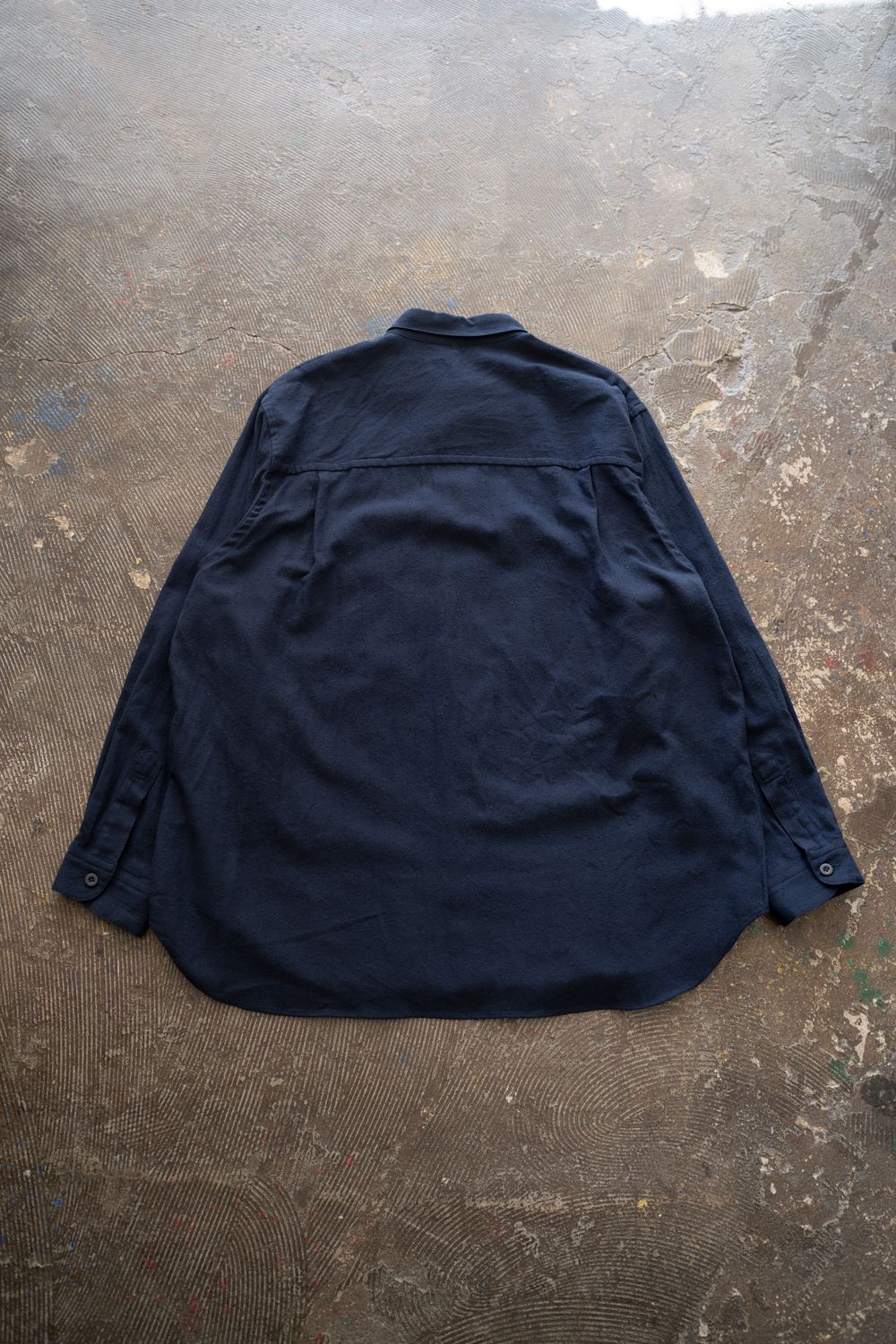 【ラスト1点】【25AW】極小襟コットン×シルクネップシャツ(DEEP BLUE)