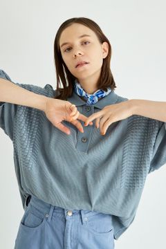 【ラスト1点】【22SS】Hyoka Knit Polo(PALE BLUE)