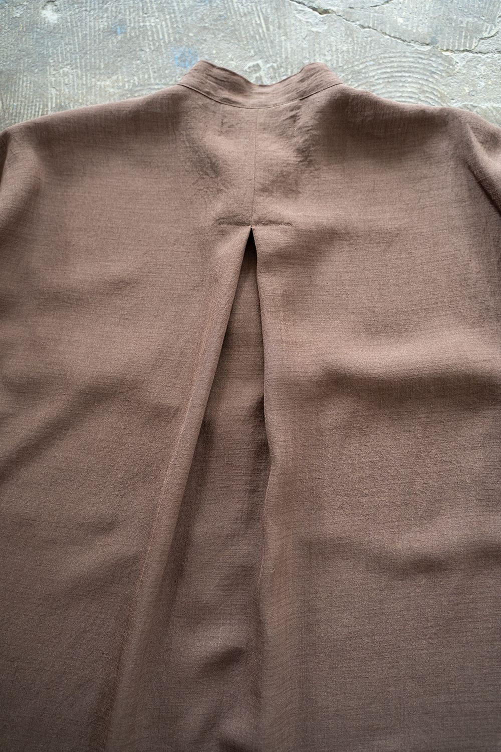 【ラスト1点】【22SS】Sheer Band Collar Shirt/シアーバンドカラーシャツ(BROWN)