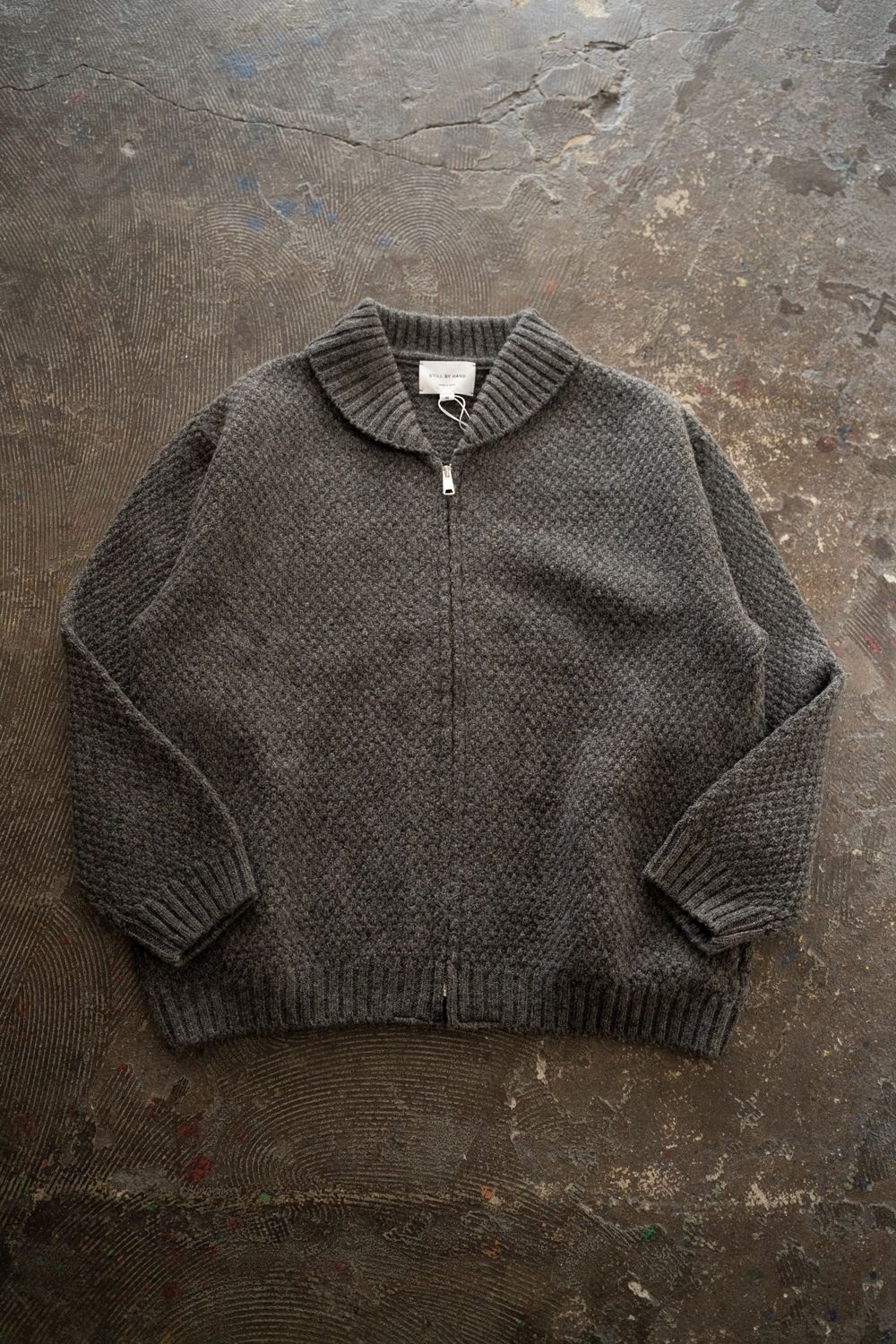【ラスト1点】【25AW】英国羊毛5Gニットジップブルゾン(GRAY)