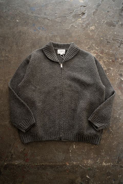 【ラスト1点】【25AW】英国羊毛5Gニットジップブルゾン(GRAY)