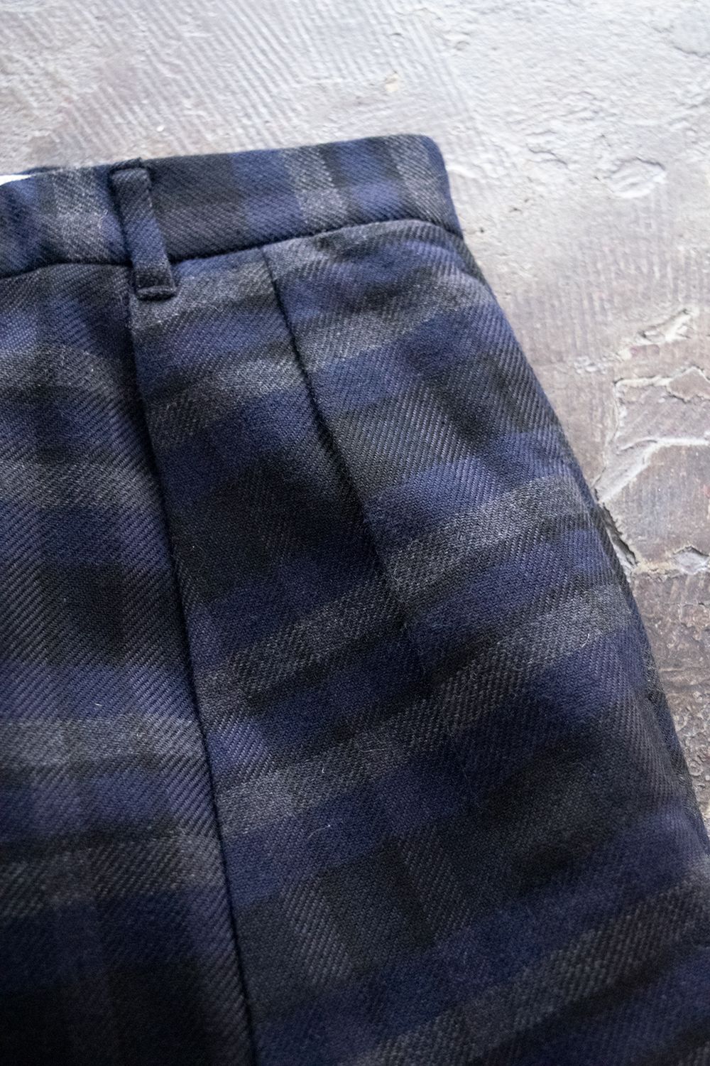 【ラスト1点】C/W Plaid Double Tuck Pants(NAVY)