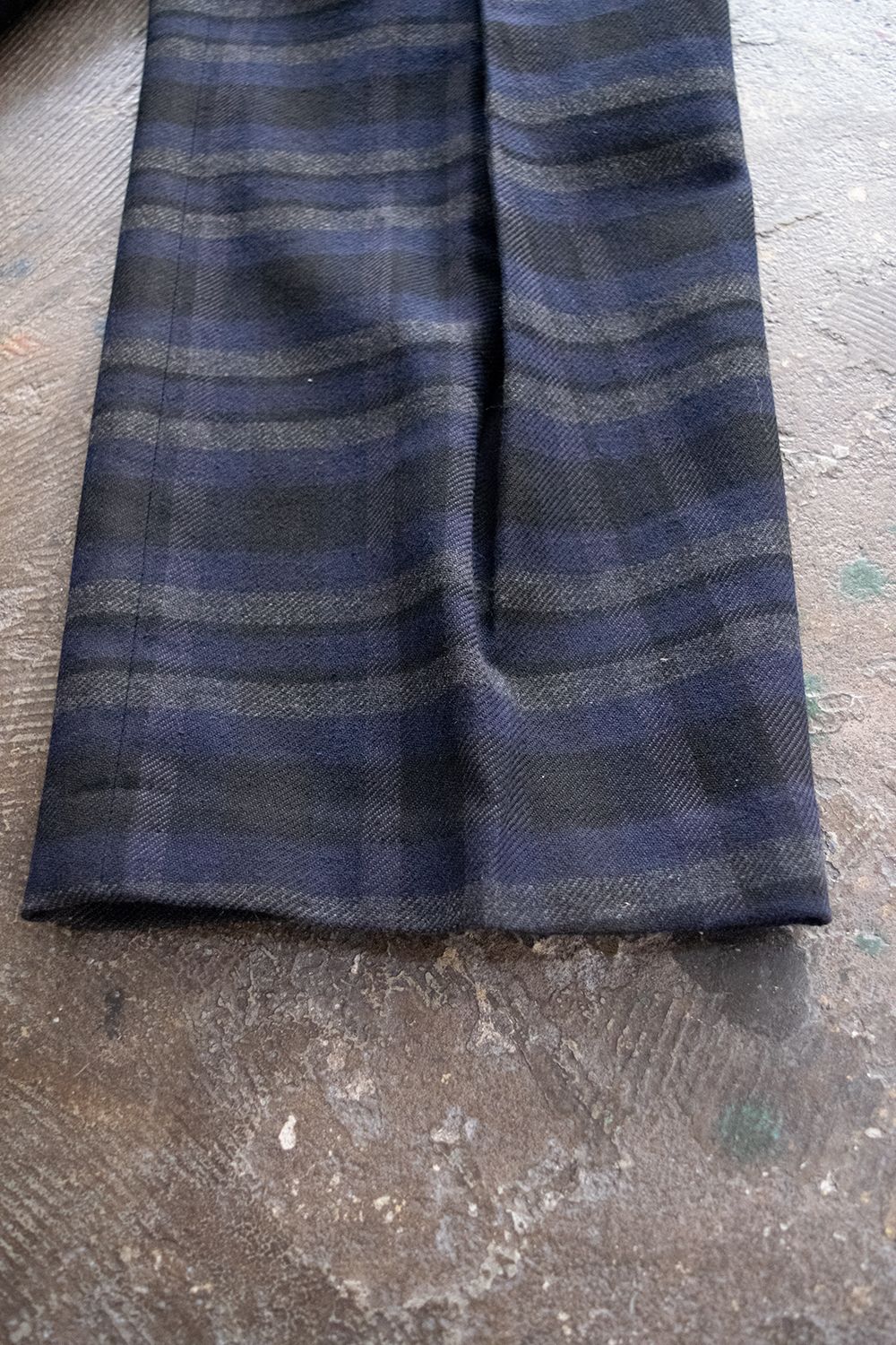 【ラスト1点】C/W Plaid Double Tuck Pants(NAVY)