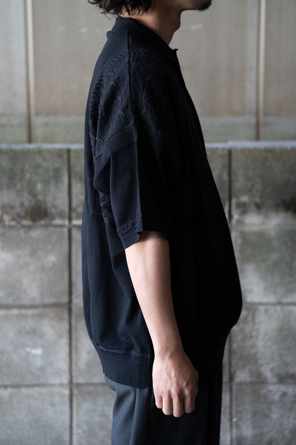 【ラスト1点】【24SS】Hazakura Knit Polo(BLACK)