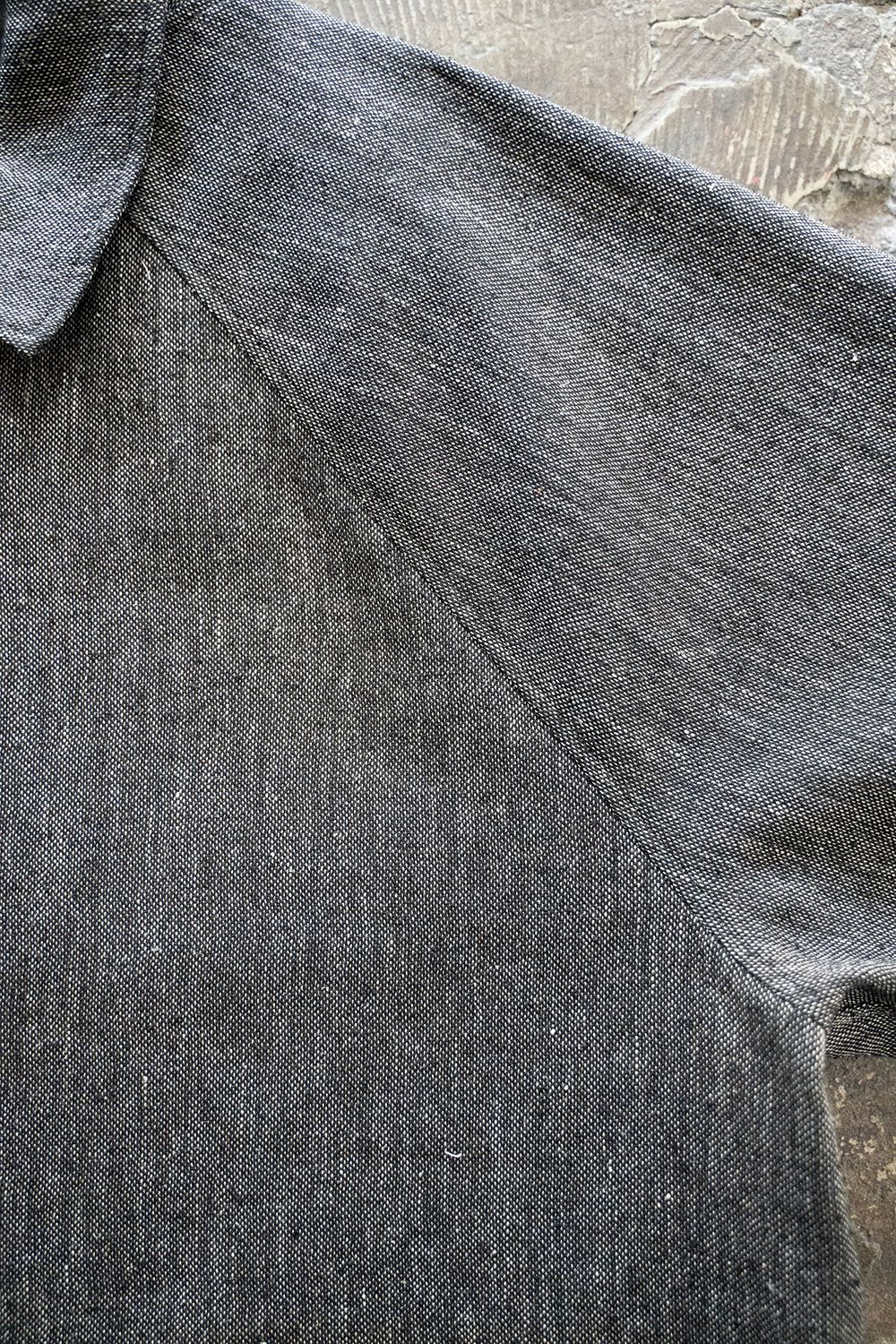 【23SS】リネン×シルクステンカラーハーフコート(CHARCOAL)