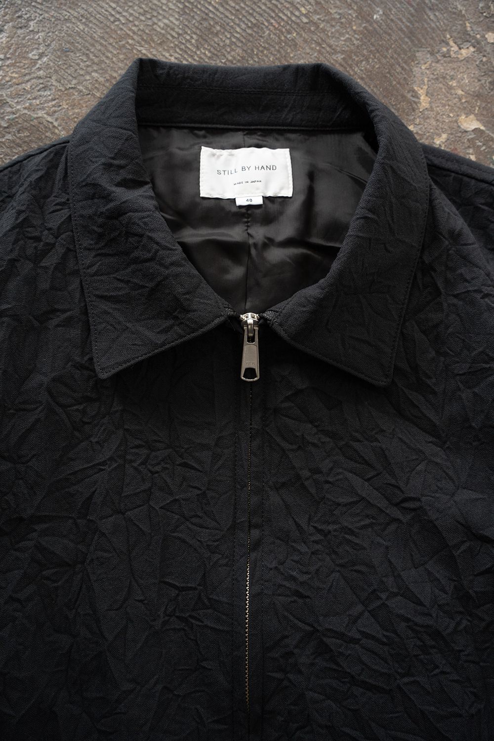 【26AW】先染めポリエステルジップブルゾン(BLACK)