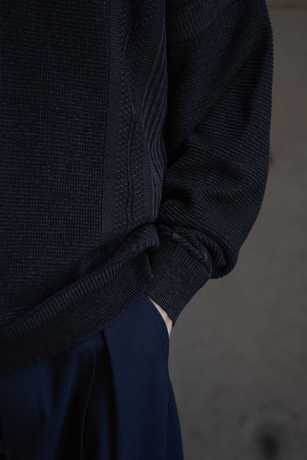 【26AW】Akisame Knit Polo(BLACK)