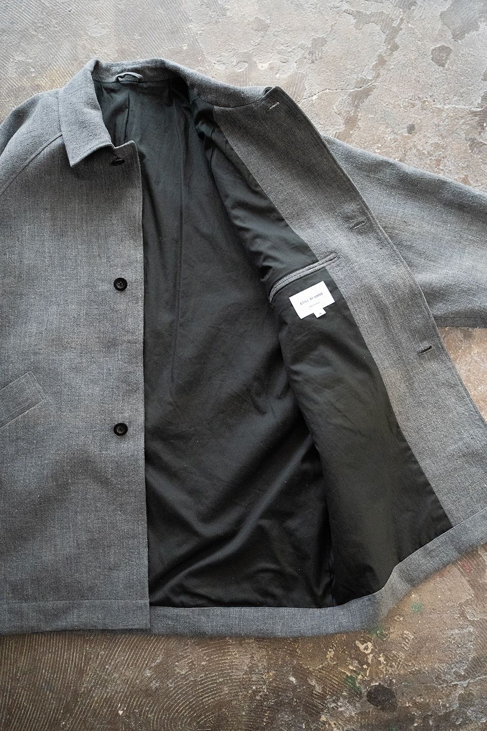 【ラスト1点】【23SS】リネン×シルクステンカラーハーフコート(SLATE GRAY)