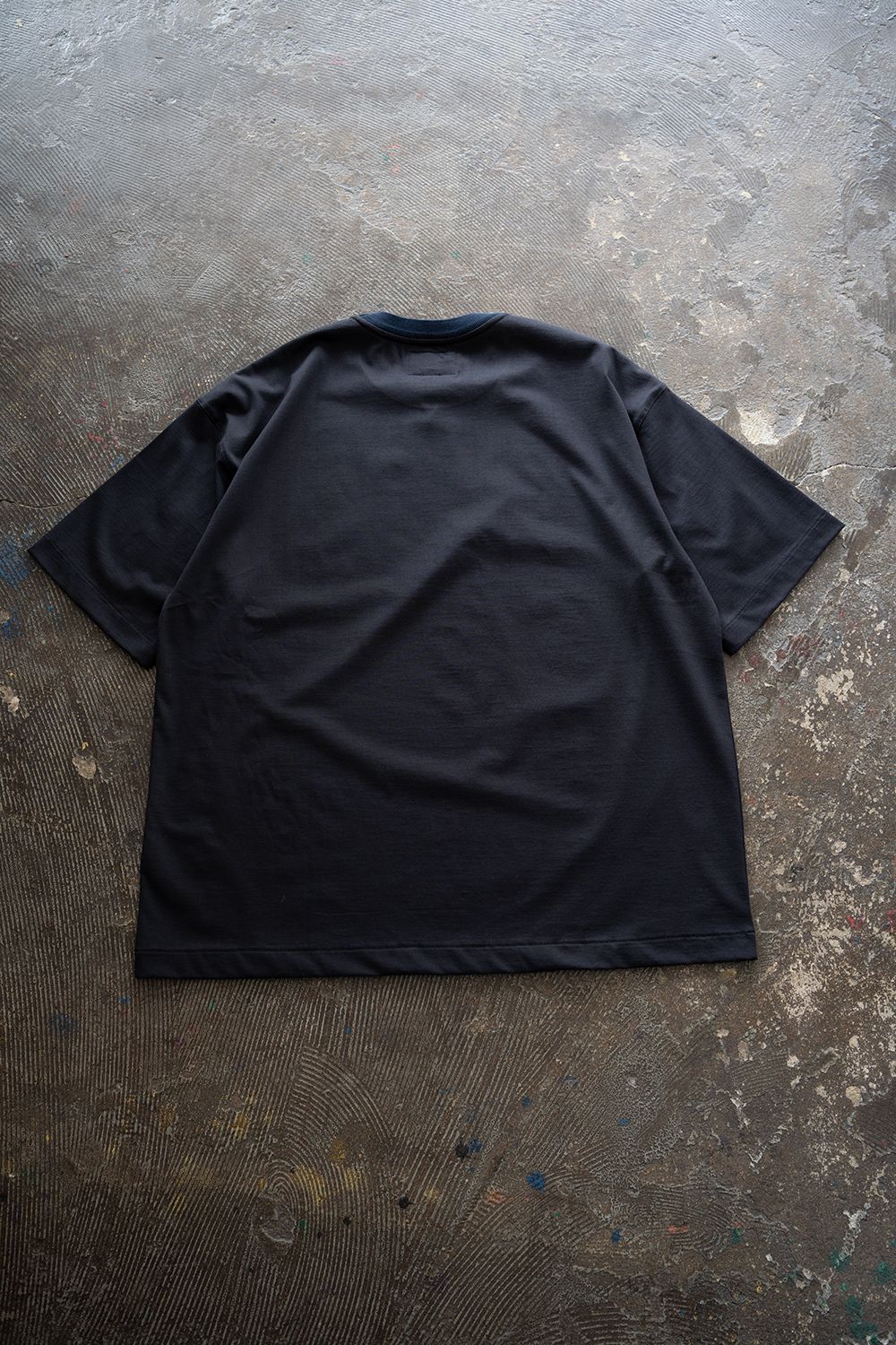 【26SS】オーバーサイズネックリブTシャツ(BLACK NAVY)