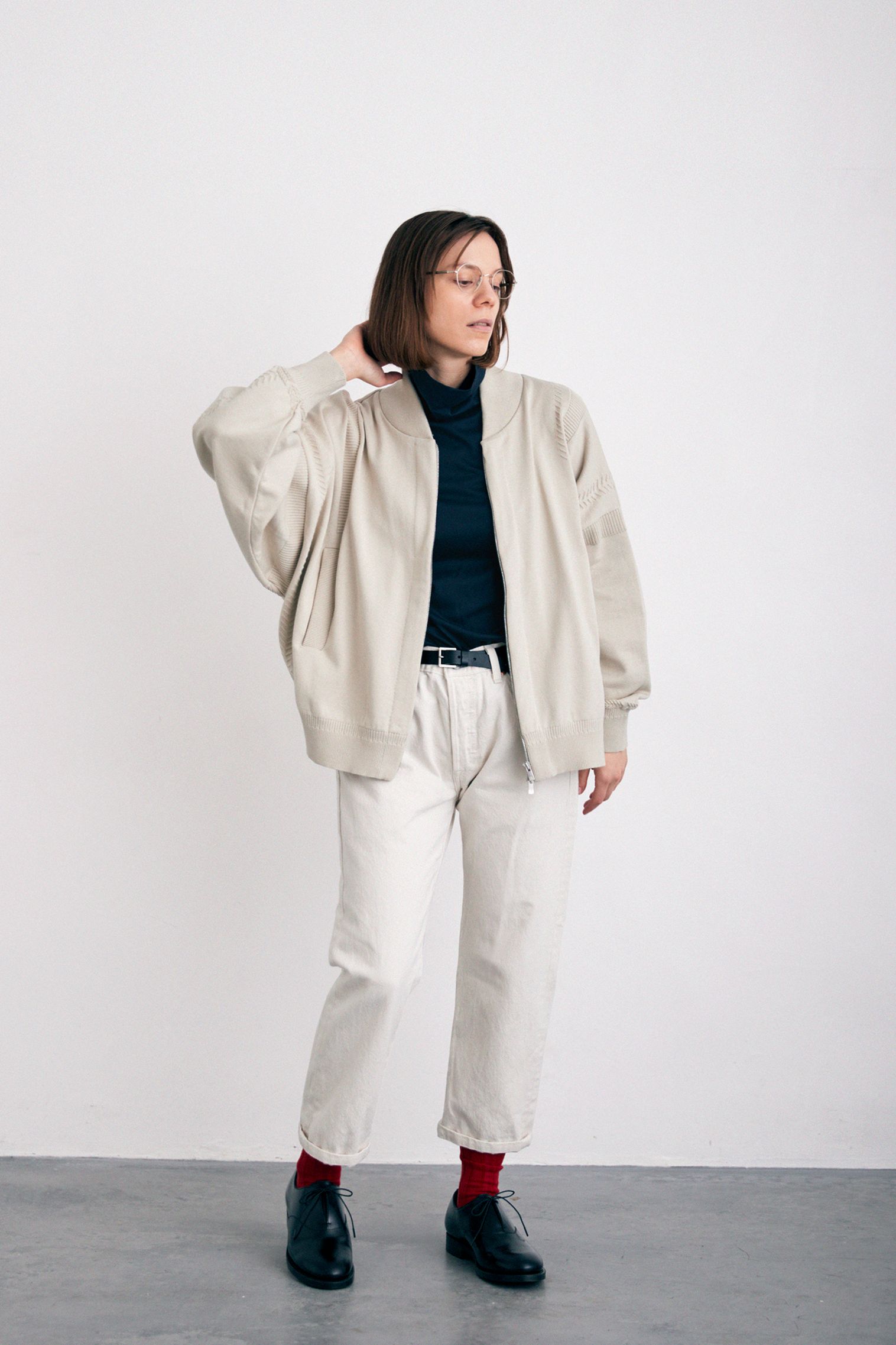 YASHIKI - 【ラスト1点】【24SS】Mebuki Knit Blouson(PEARL GRAY) | Salty