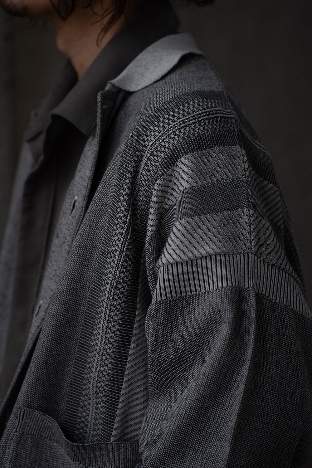 【26SS】Kokuu Collar Cardigan(MIX GRAY)