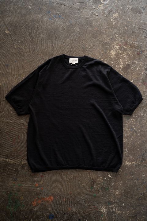 【26SS】リネン×コットンニットTee(INK BLACK)