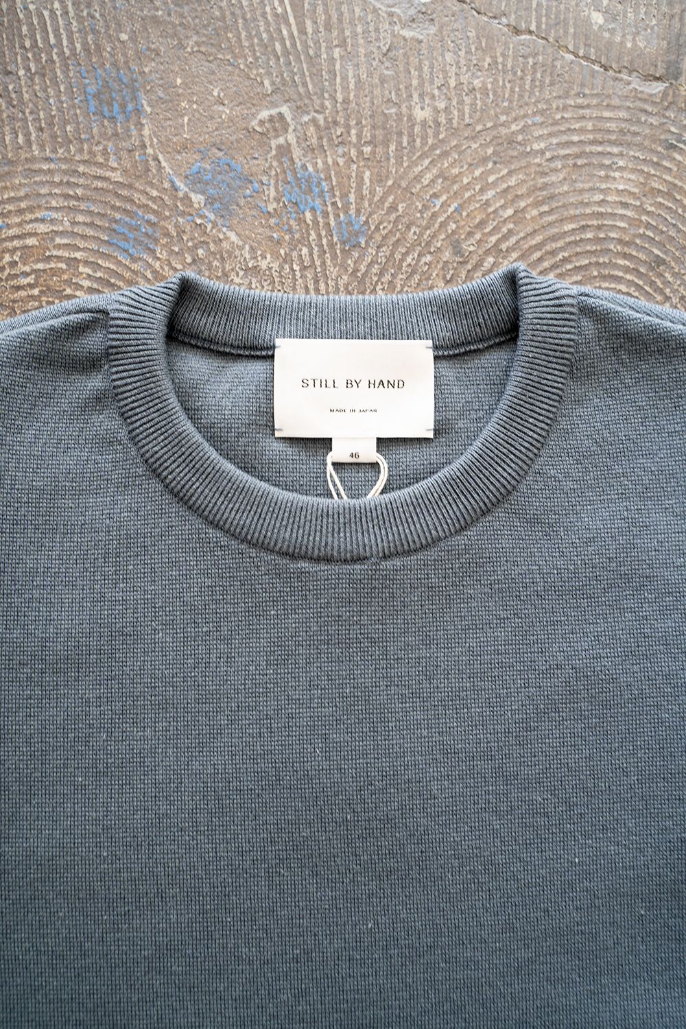 【ラスト1点】【22SS】コットンリネンシルク半袖ニットTee(BLUE GRAY)