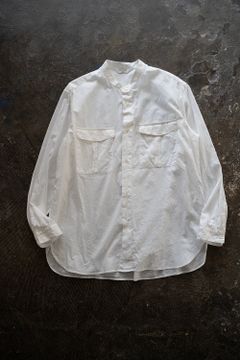 【ラスト1点】【23SS】シルク混両胸ポケットバンドカラーシャツ(WHITE)