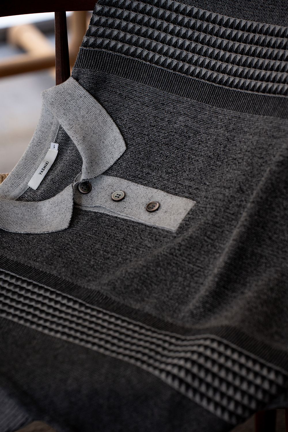 【26SS】Aotsuyu Knit Polo(MIX GRAY)