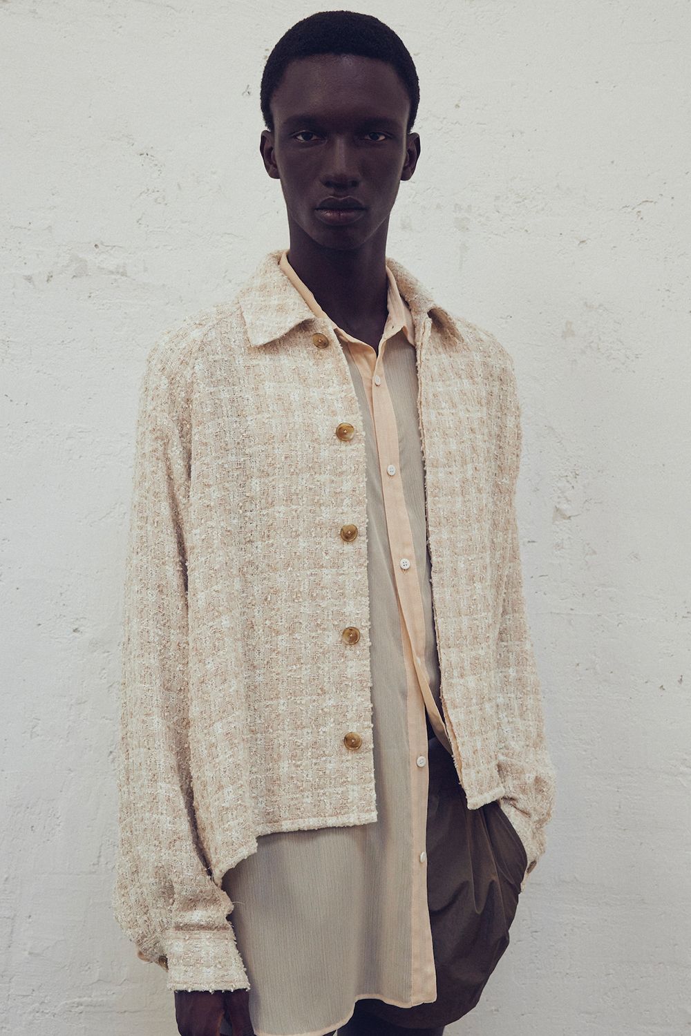 【ラスト1点】【24SS】Oversized Sheer Shirt/オーバーサイズドシアーシャツ(ECRU)
