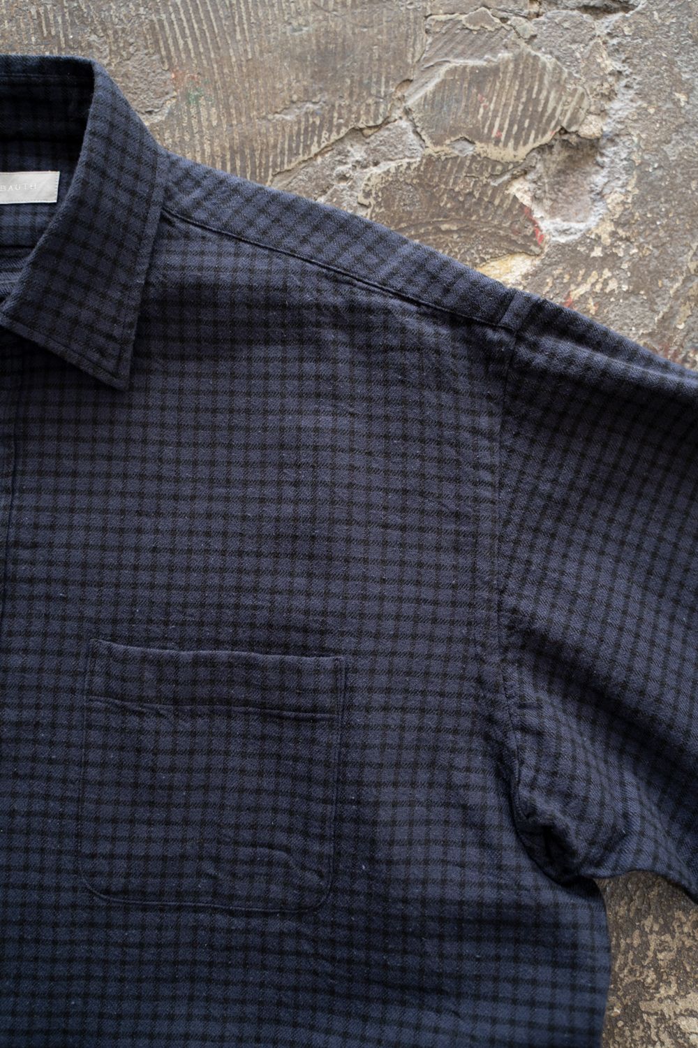 【ラスト1点】【25AW】Cotton Wool Silk Flannel Check Shirts(PURPLE×BLACK)