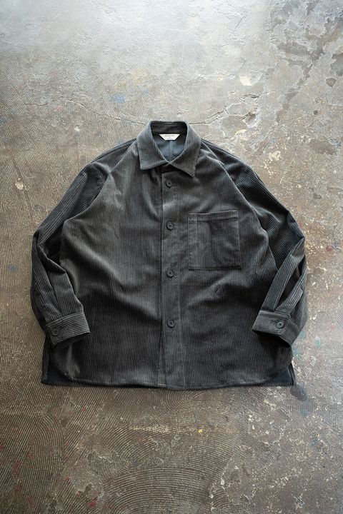 【ラスト1点】【25AW】綿×レーヨンコーデュロイシャツジャケット(BLUE CHARCOAL)