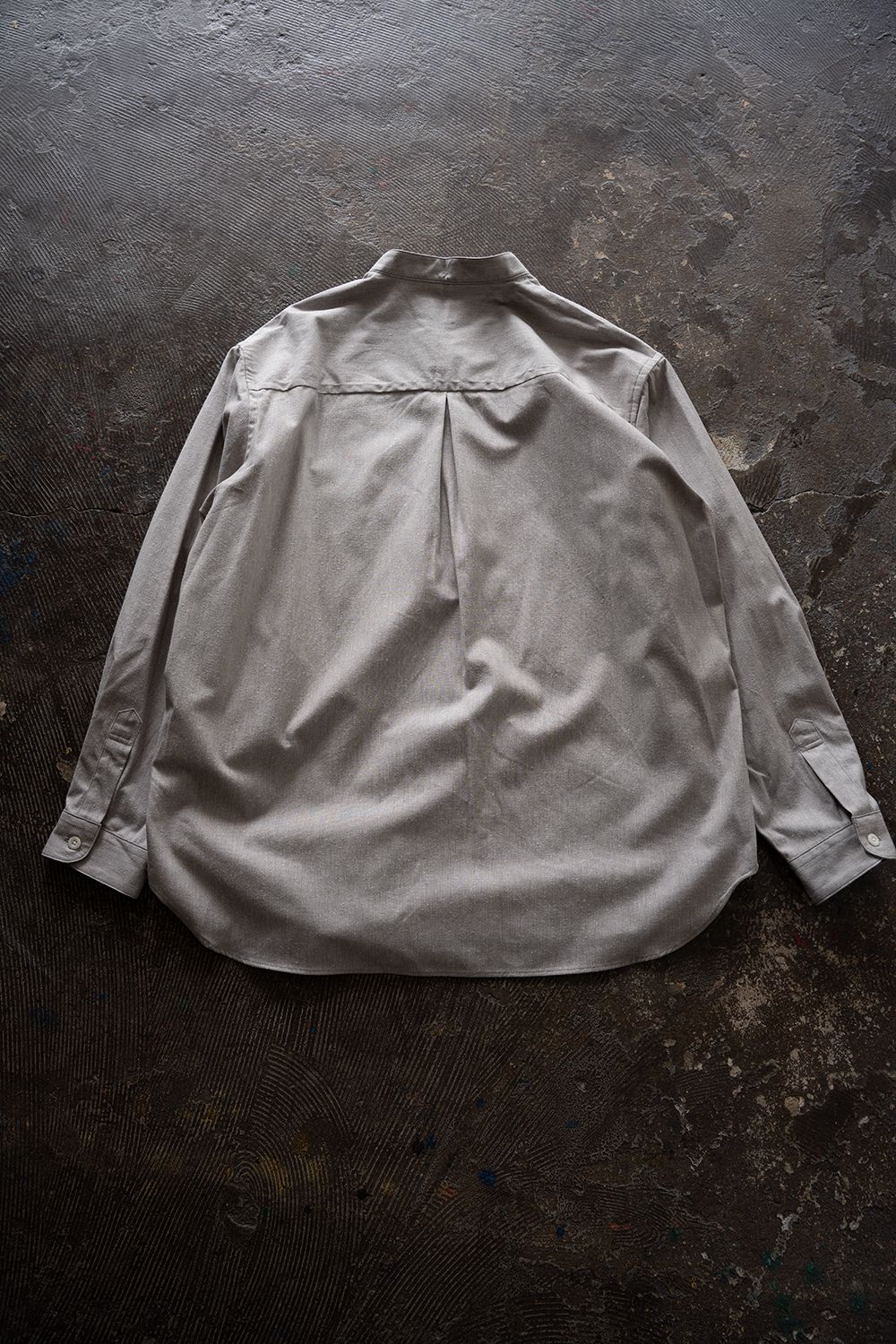 【26AW】コットン×シルクバンドカラーシャツ(GREY)