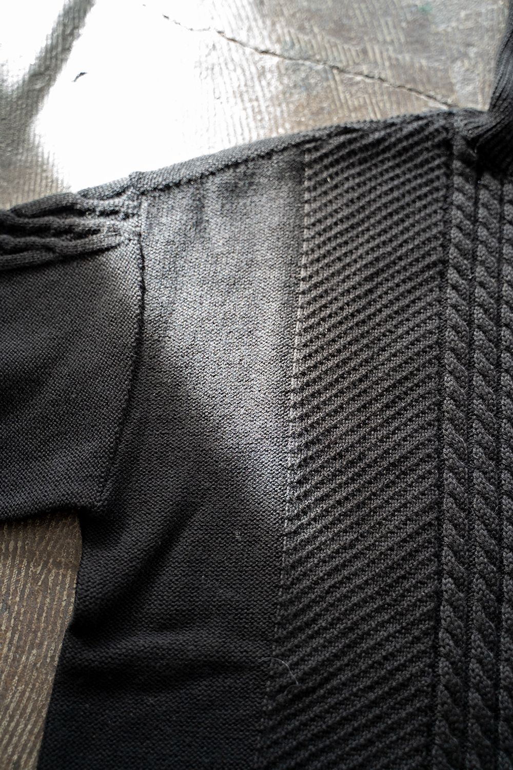 【ラスト1点】Switching Mohair Turtle Knit/モヘア切り替えタートルニット(BLACK)