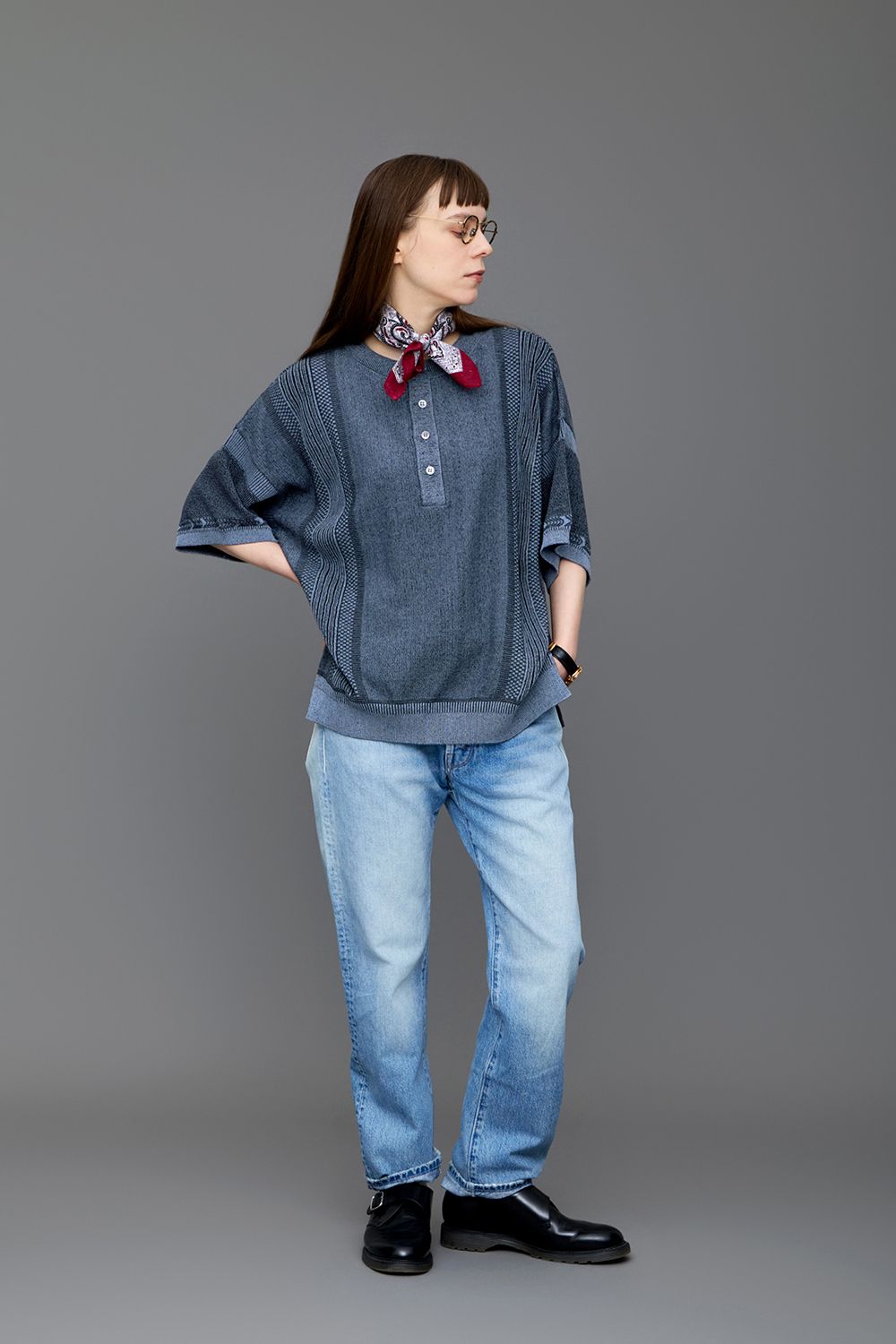 【26SS】Ryokufu Henley Knit(BLUE)