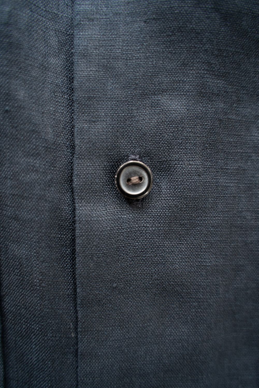 【ラスト1点】【24SS】リネンバンドカラーシャツ(NAVY)