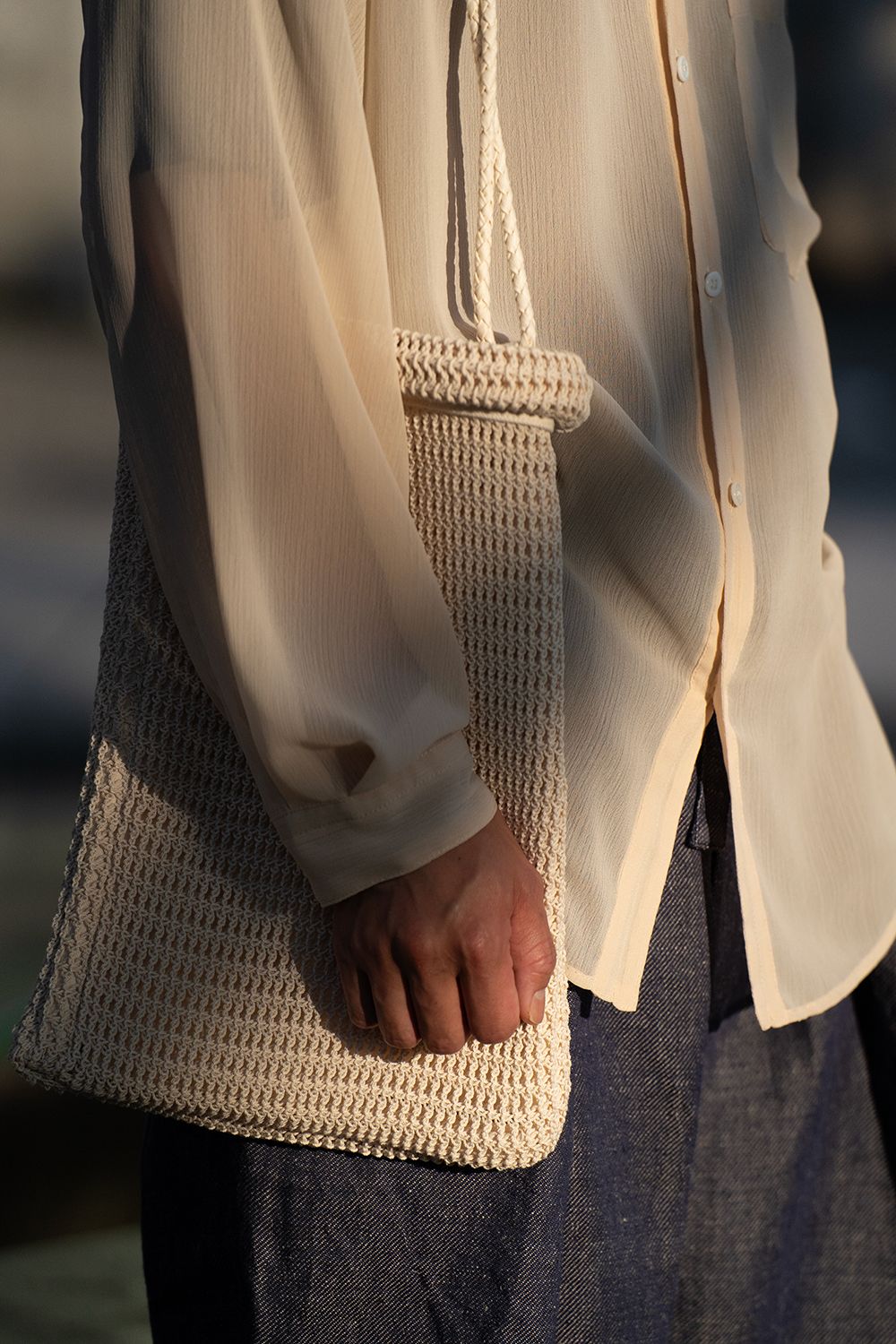 【ラスト1点】【24SS】Oversized Sheer Shirt/オーバーサイズドシアーシャツ(ECRU)
