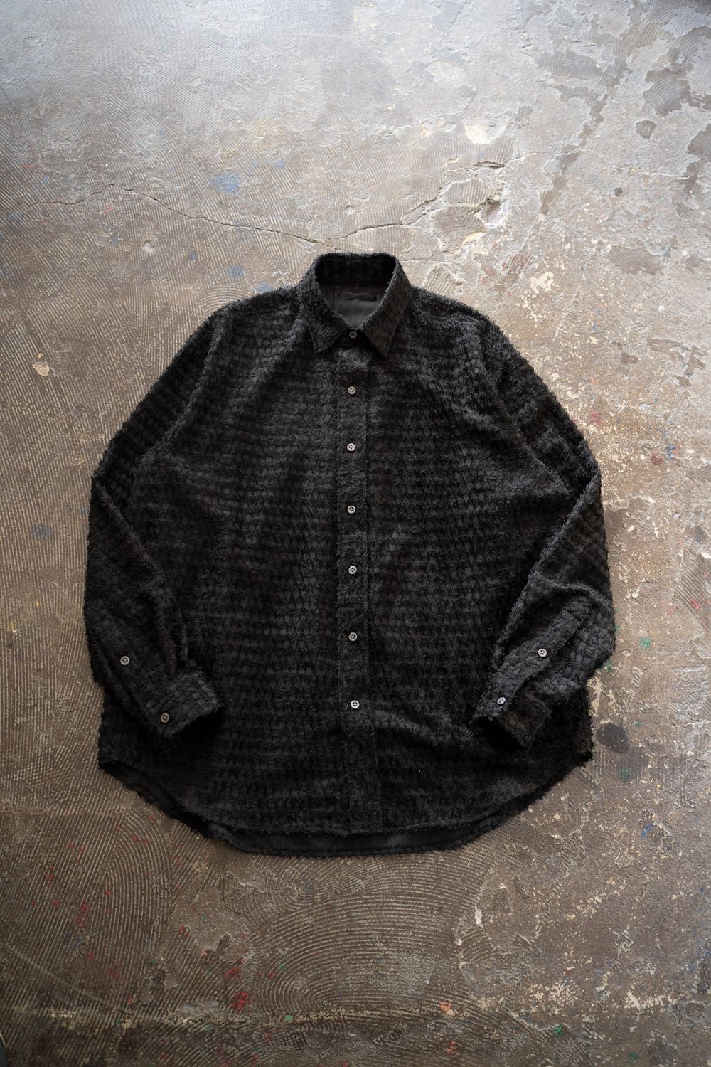 【25AW】Fuzzy Sheer L/S Shirt/ファジーシアーロングスリーブシャツ(BLACK)