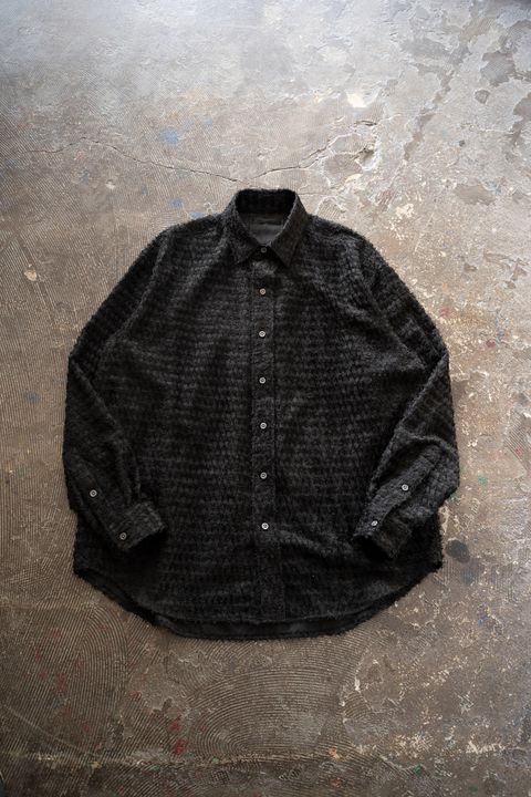 【25AW】Fuzzy Sheer L/S Shirt/ファジーシアーロングスリーブシャツ(BLACK)