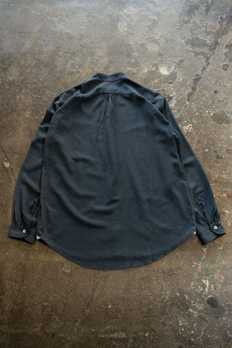 【ラスト1点】【25AW】Silk Nep Kersey Band Collar Bosom Shirt(IRON BLUE)