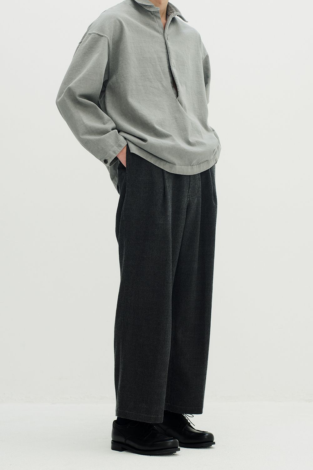 【25AW】Glen Check Trousers/グレンチェックトラウザーズ(GRAY)