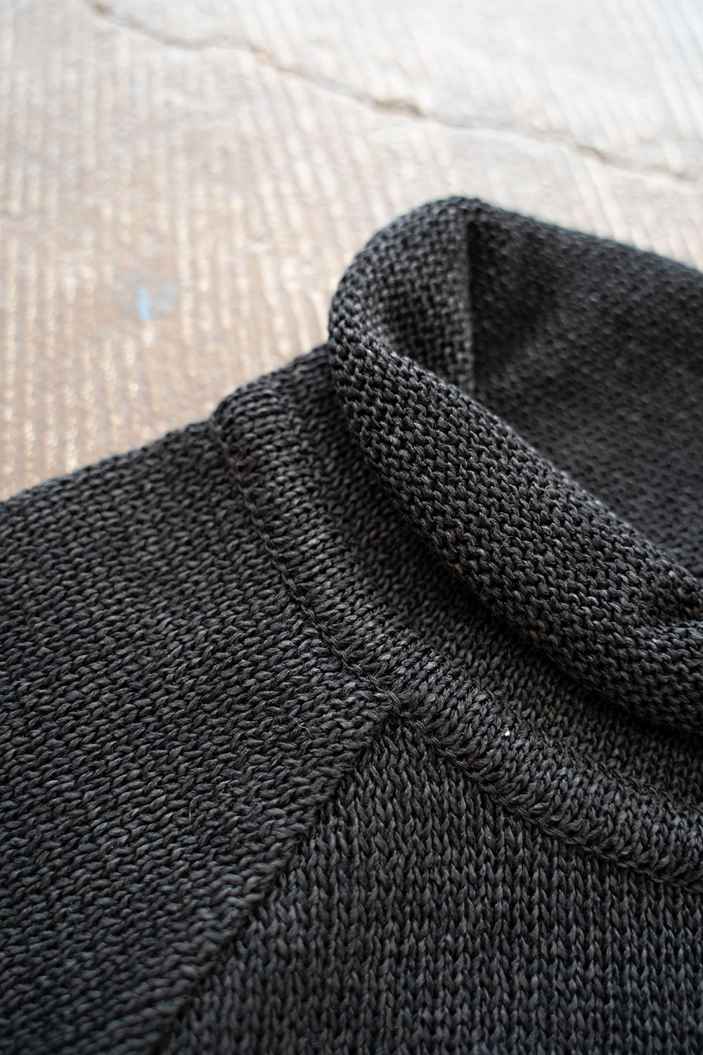 【ラスト1点】2Way Roll Neck Knit Pullover/和紙混2WAYロールネックニット(BLACK)