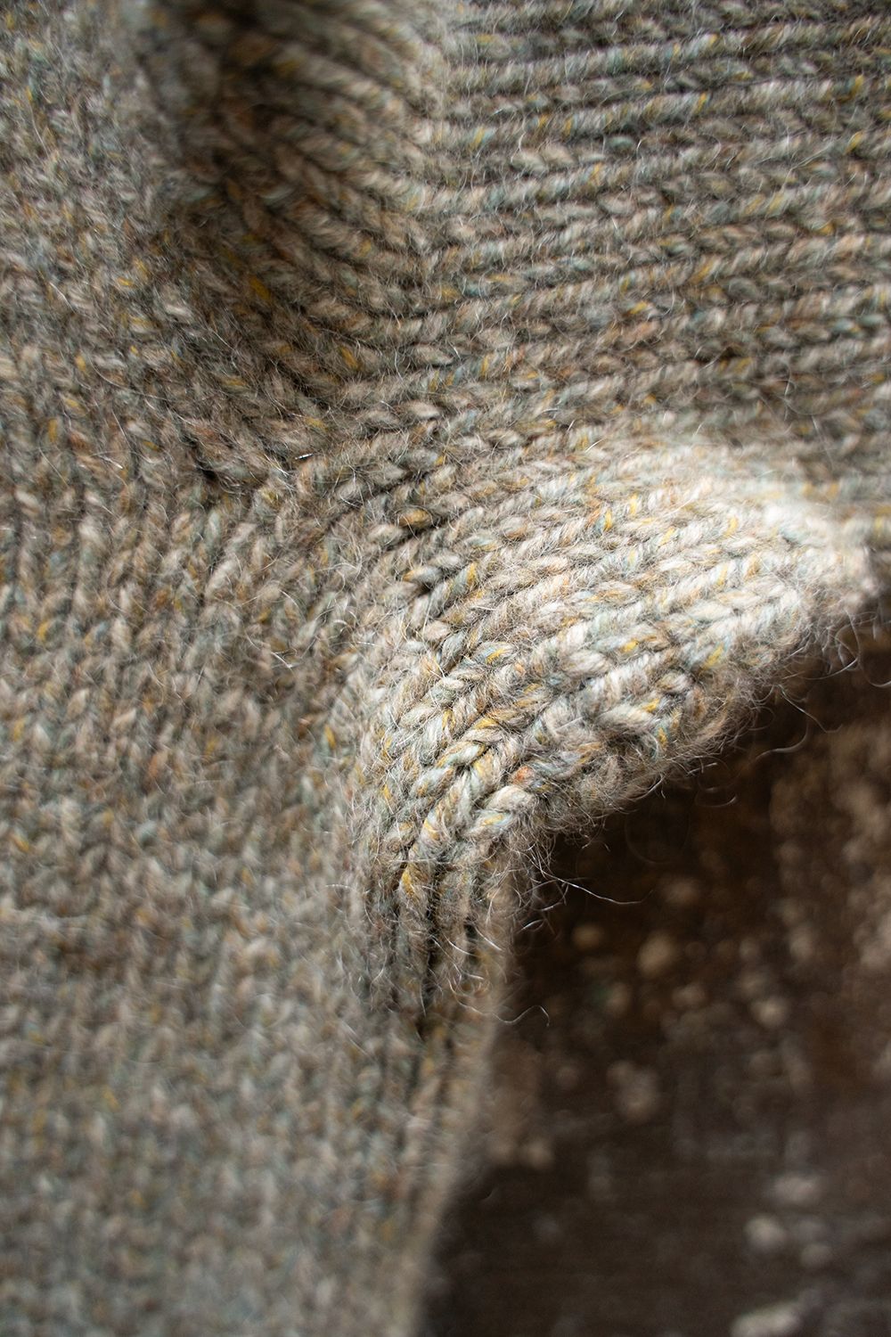 yak/lambs multi ply HAND KNITTING yoke top turtle neck sweater(FOG)